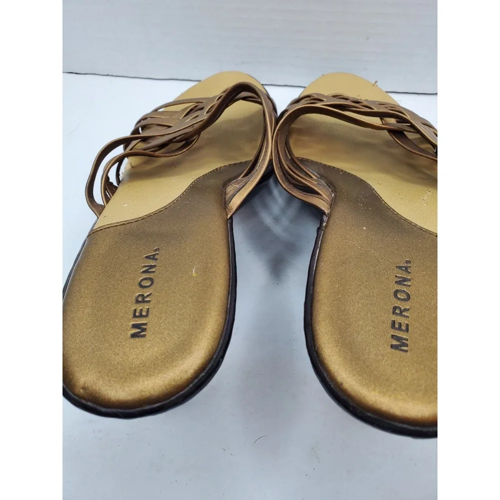 Y2K Sandals Merona Gold Small Heel Wedge Size 9 Fast Shipping